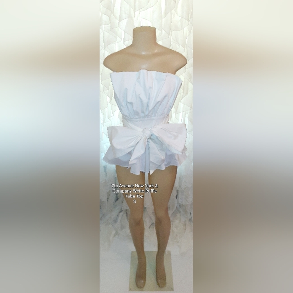 7th Avenue New York & Company White Ruffle Tube Top - Small